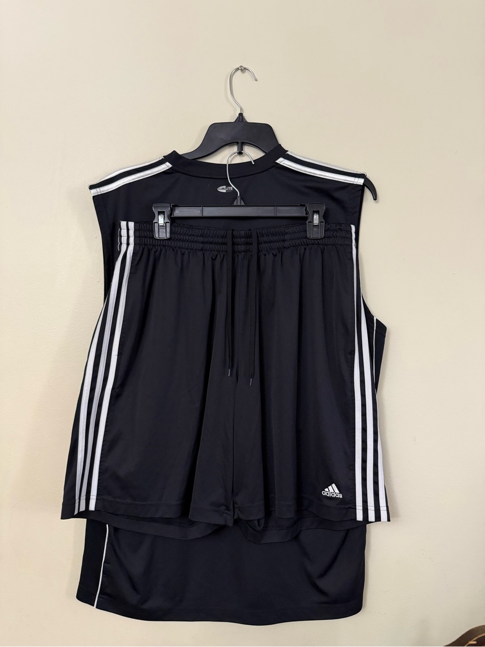 adidas Black Sleeveless Performance Tank with matching shorts set - Picture 6 of 7
